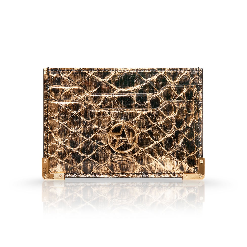 JOSH HAYES LONDON Louis Card Holder in Gold Python for Men and Women
