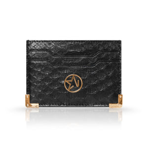 
                  
                    Load image into Gallery viewer, JOSH HAYES LONDON Louis Card Holder in Black Python for Men and Women
                  
                