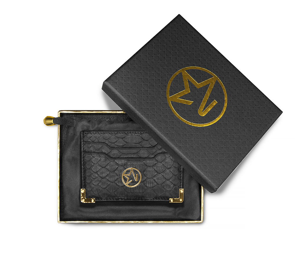 
                  
                    Load image into Gallery viewer, JOSH HAYES LONDON Louis Card Holder in Black Python for Men and Women (Boxed)
                  
                