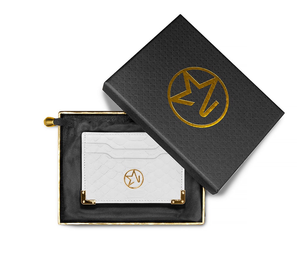 
                  
                    Load image into Gallery viewer, JOSH HAYES LONDON Louis Card Holder in White Python for Men and Women (Boxed)
                  
                